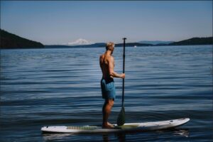 Paddleboarding at the Anderson Lane Villa.