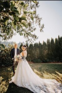 Bride and Groom at the wedding venue.