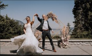 Bride and Groom dancing at the wedding venue.